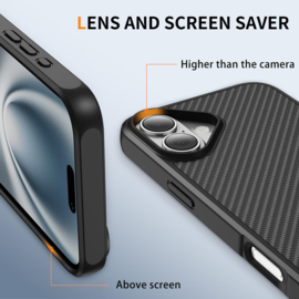 Slim Carbon Bescherm-Hoes Cover  voor Apple iPhone 17       Zwart