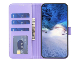 BookCover Hoes Etui voor Samsung Galaxy S24 FE  -  Klavertje Vier - Geluk - Paars