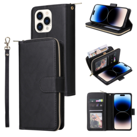 BookCover - 9 Cards - Wallet Etui voor iPhone 13 Pro Max - iPhone 14 Pro Max  -  Zwart