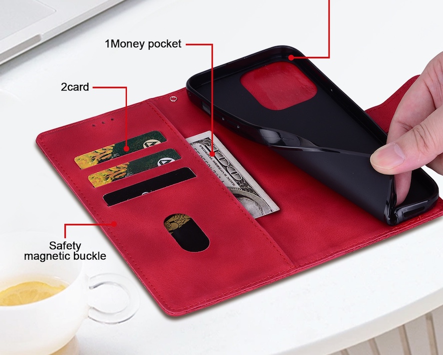 BookCover Hoes Etui Mapje voor Samsung Galaxy A56 - A36  -  Rood   -  Bloem Reliëf