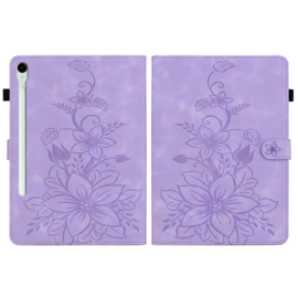 Luxe Bescherm-Etui Hoes Map voor Samsung Galaxy Tab S9 FE  -  S10 FE  -  10.9"  -    Lelie  - Paars
