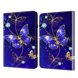 Luxe Bescherm-Etui Hoes Map voor Samsung Galaxy Tab A9 Plus  -  11"  -    Vlinders  - Blauw