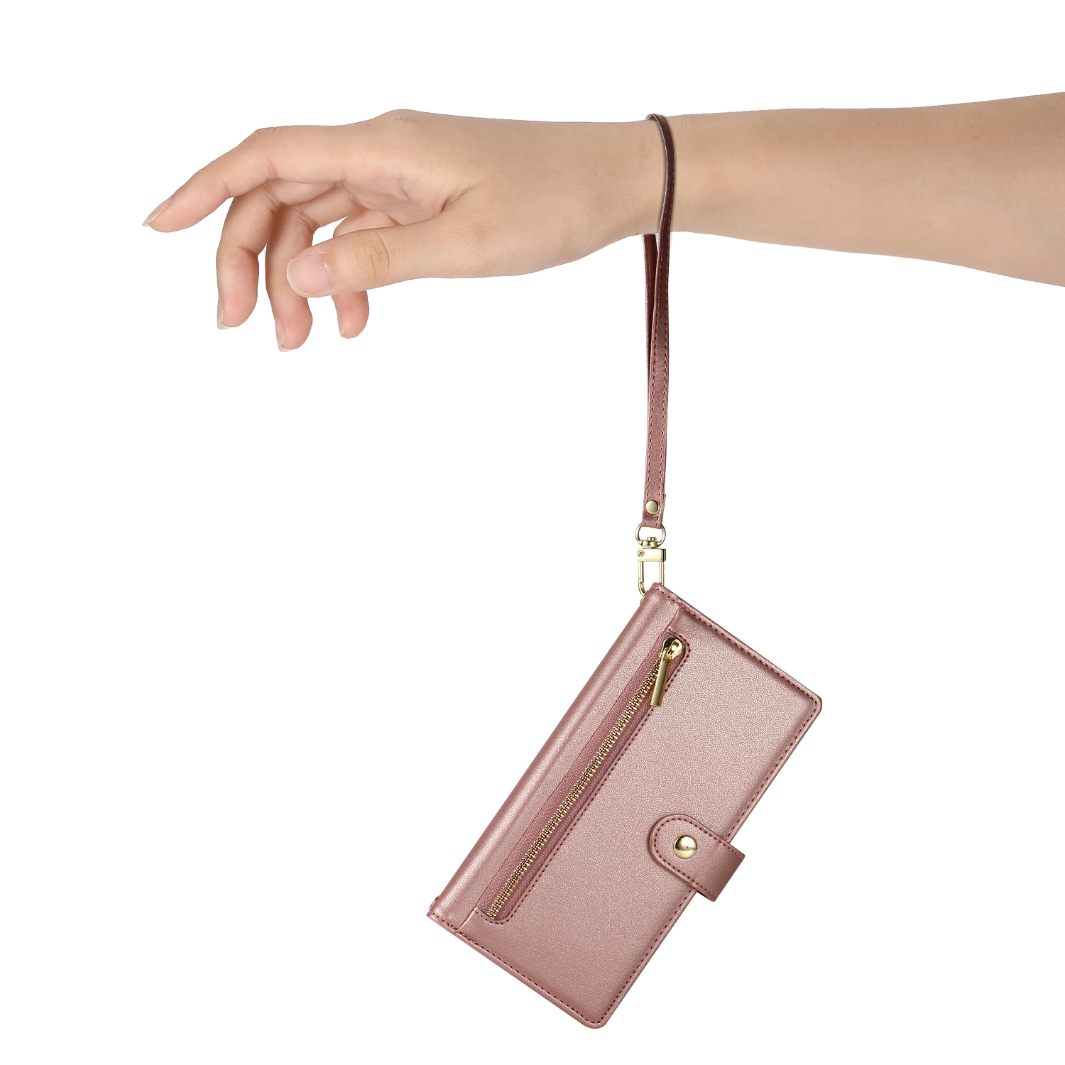 Luxe Portemonnee - Etui  Hoes Tas voor iPhone 16  - Met Schouder - Draagkoord -  Roze