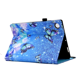 Bescherm-Etui Hoes Map voor Samsung Galaxy Tab A9 Plus - 11 -   Vlinders - Blauw