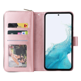 BookCover - 9 Cards - Wallet Etui Hoes voor Samsung Galaxy A54 - 5G   -  Roze