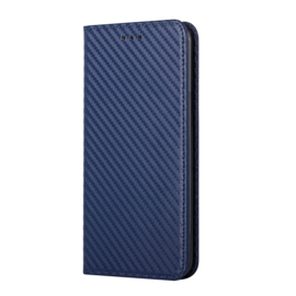 Luxe BookCover Hoes Etui voor Samsung Galaxy A14  -  Blauw-Carbon