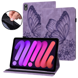 Vlinder - Bescherm-Etui Map voor iPad Mini 6 - Mini 7  - Paars