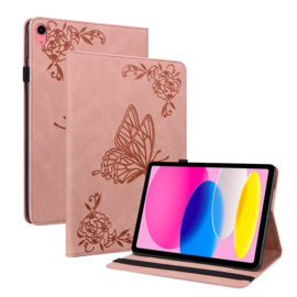 Vlinder - Bescherm-Etui Map voor Apple iPad 10 -  A16 - 10.9 - Roze  -  A2696