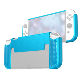 Grip TPU Bescherm Hoes Skin voor Nintendo Switch  OLED - Turquoise