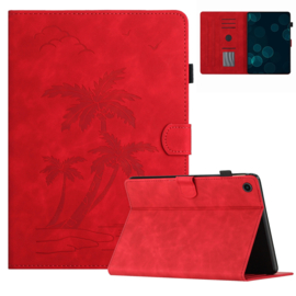 Palmboom Beach - Bescherm-Etui Hoes Map voor Samsung Galaxy Tab A9 Plus - 11 -   Rood