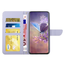 PU BoekCover Hoes Etui voor Samsung Galaxy A57  -   Lila-Paars  -  Vlinders