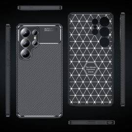 Carbon TPU Bescherm-Hoes Skin voor Samsung Galaxy S25 ULTRA  - Zwart