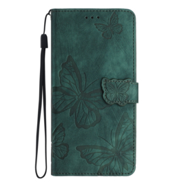 BoekCover Hoes Etui voor Samsung Galaxy A17 - A27 - A26 -  Groen  -  Vlinders -  Reliëf