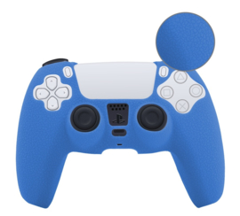 Leer-Look Silicone Hoes / Skin voor Playstation 5 - PS5 Controller   Blauw