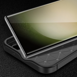 Carbon TPU Bescherm-Hoes Skin voor Samsung Galaxy S24 ULTRA  - Zwart