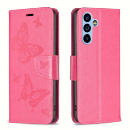 PU BookCover Hoes Etui voor Samsung Galaxy A54  Roze    Vlinders