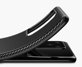 Samsung Galaxy S20 - Luxe Carbon TPU Hoes Skin - Zwart iPaky