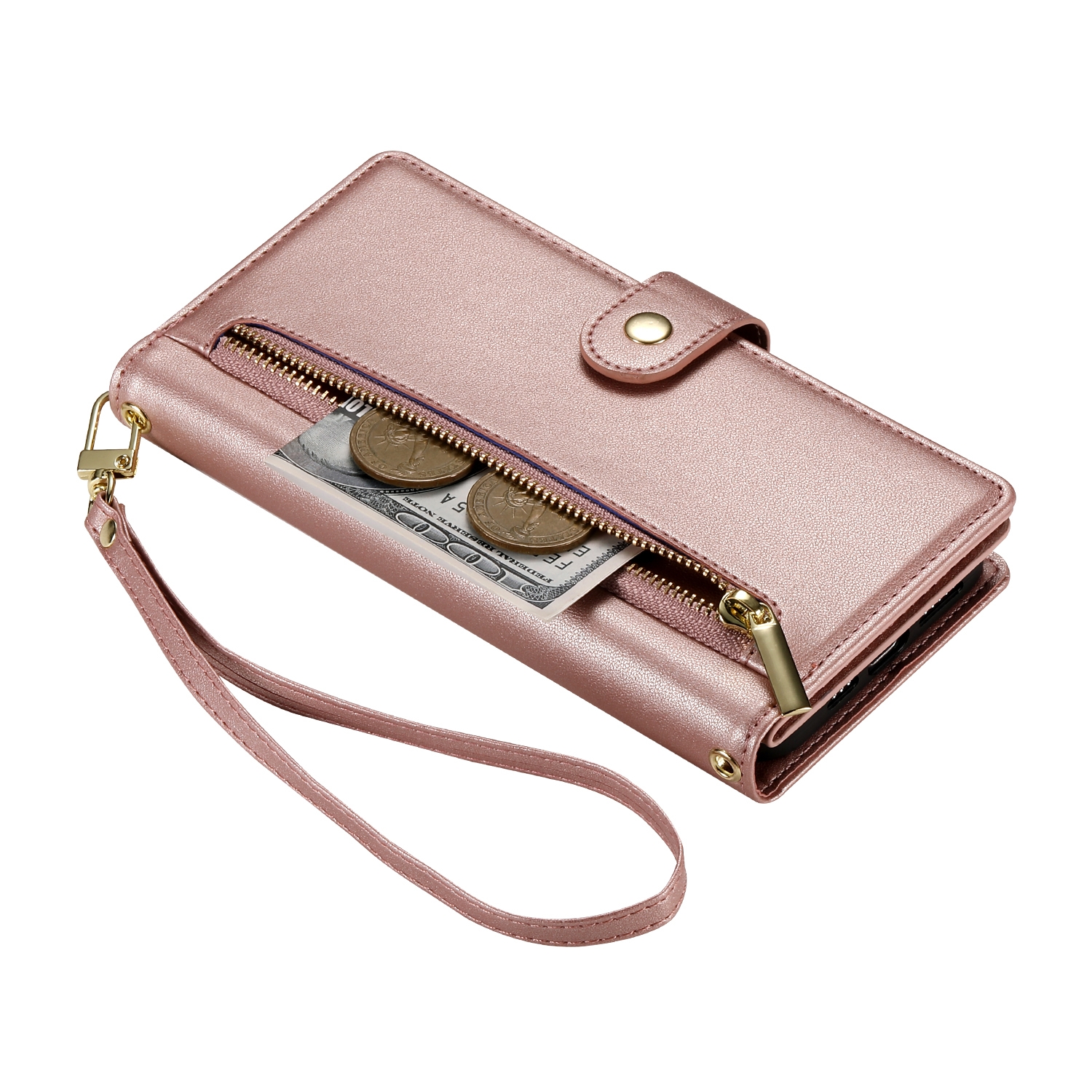 Luxe Portemonnee - Etui  Hoes Tas voor iPhone 16  - Met Schouder - Draagkoord -  Roze