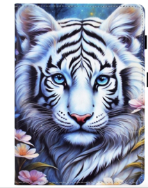 Bescherm-Etui Map Cover voor  Apple iPad 10 - 11 -  A16 - 10.9  -  Snow Tijger - Blauw Wit   - A2696