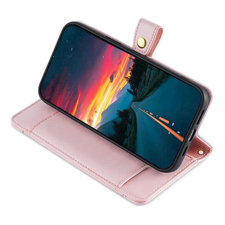 Luxe Portemonnee - Etui  Hoes Tas voor iPhone 16  - Met Schouder - Draagkoord -  Roze