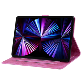 Bescherm-Etui Hoes Map voor Samsung Galaxy Tab S10 FE PLUS - 13.1 - Bloemen en Kat -  Roze