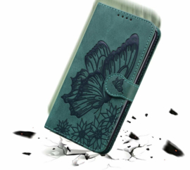 BoekCover Etui Hoes voor Samsung Galaxy S26 ULTRA  -  Groen   -  Vlinder  - Reliëf