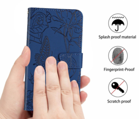 PU BoekCover Hoes Etui voor Samsung Galaxy A57 -   Blauw  -  Vlinders