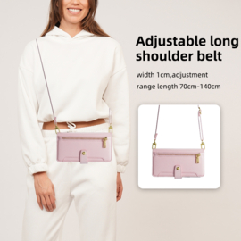Luxe Portemonnee - Etui  Hoes Tas voor Samsung Galaxy S24  - S25  Met Schouder - Draagkoord -  Roze