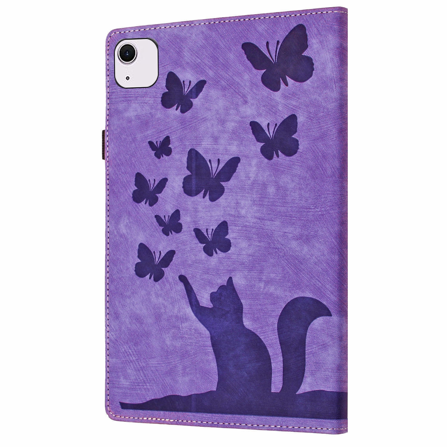 Bescherm-Etui Hoes Map voor  Apple iPad Air 11"  - Kat en Vlinders  -  Paars -  A2902