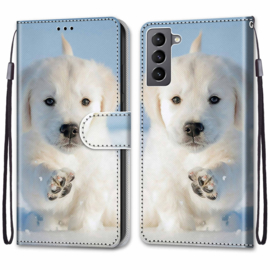 BookCover Hoes Etui voor Samsung Galaxy S22 5G  - Puppy in de Sneeuw