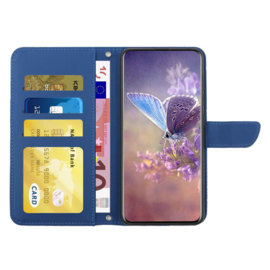 PU BoekCover Hoes Etui voor Samsung Galaxy A57 -   Blauw  -  Vlinders