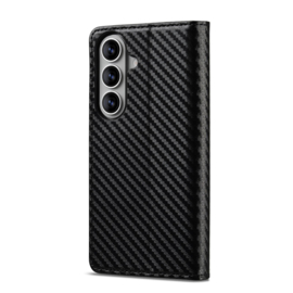 Luxe BoekCover Hoes Etui voor Samsung Galaxy S26 PLUS -   Zwart   -  Rood  -  Carbon