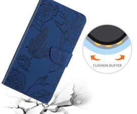 PU BoekCover Hoes Etui voor Samsung Galaxy A57 -   Blauw  -  Vlinders