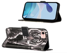 BookCover Hoes Etui Map voor Apple iPhone 16e    -  Tijger