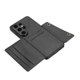 PU Bescherm-Hoes Cover met 4 Pas-vak voor Samsung Galaxy S26 ULTRA - Zwart