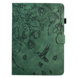 Luxe Bescherm-Etui Hoes Map voor Samsung Galaxy Tab A9 Plus  - 11    "Kolibrie"   Groen