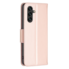 PU BookCover Hoes Etui voor Samsung Galaxy A55    Vlinders - Roze Goud