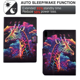 Bescherm-Cover Hoes Map voor iPad Mini 6  - Mini 7  - Giraffe - Rainbow