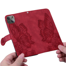 BookCover Hoes Etui voor iPhone 15      Vlinder    -  Rood