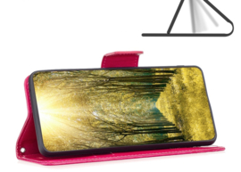 PU BookCover Hoes Etui voor Samsung Galaxy A24 - A25  Roze    Vlinders