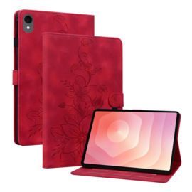 Bescherm-Etui Hoes Map voor Samsung Galaxy Tab S11 - 11"- Lelie - Rood