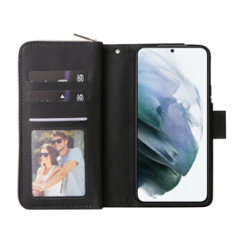 BookCover - 9 Cards - Wallet Etui Hoes voor Samsung S22   -  Zwart