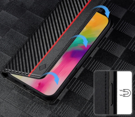 Luxe BoekCover Hoes Etui voor Apple iPhone 17 -   Zwart   -  Rood  -  Carbon