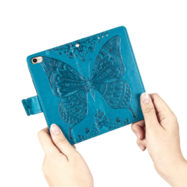 Boek-Cover Hoes Etui voor iPhone SE  - iPhone 7 - 8 -  Blauw  -   Vlinder Relief