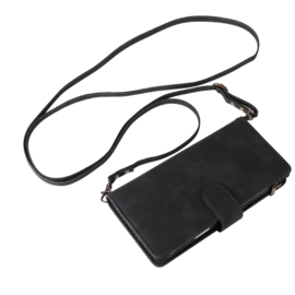 Portemonnee - Etui  Tas voor iPhone 16 Pro Max  - Met Schouder - Draagkoord -  Zwart - A3296