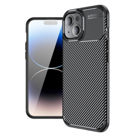 Luxe TPU Carbon  Bescherm-Hoes Cover Skin voor iPhone 15      Zwart