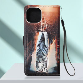 BookCover Hoes Etui voor iPhone 13 - iPhone 14    Kitten  -  Snow-Tijger