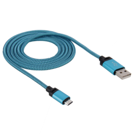 USB 2.0 - Micro USB Oplader en Data Kabel - 1,2 meter Blauw