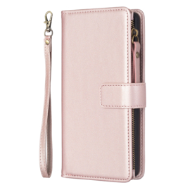 9 Pas - Luxe BookCover Wallet Etui voor Samsung Galaxy S24    Roze - Goud