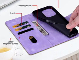 BookCover Hoes Etui Mapje voor Samsung Galaxy A56 - A36  -  Lila   -  Bloem Reliëf